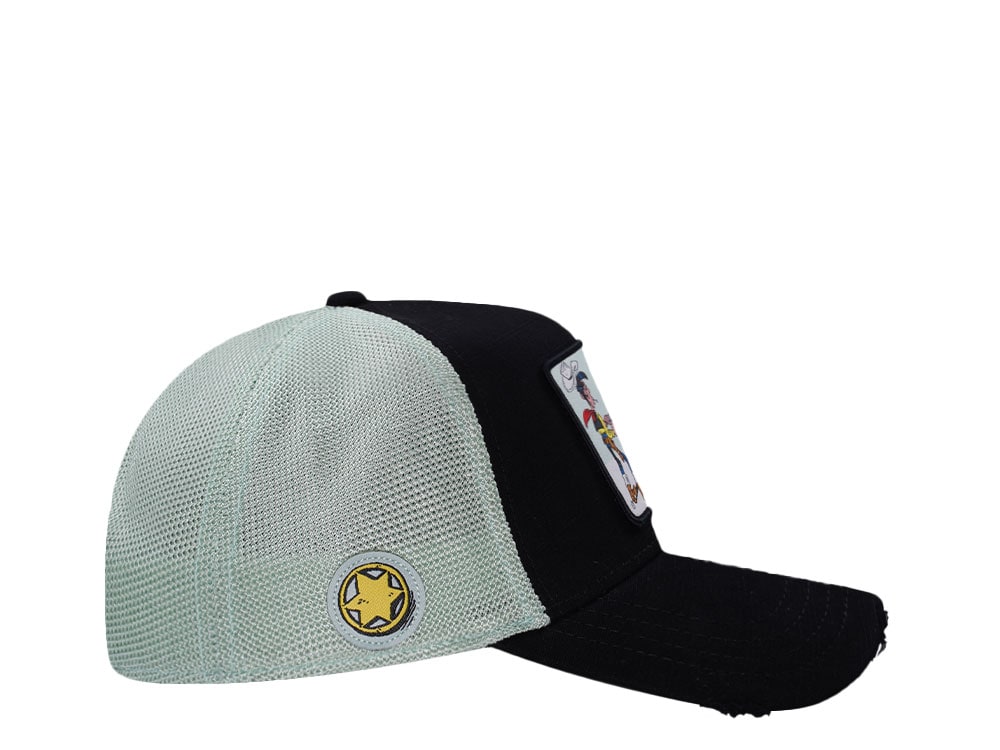 Capslab Lucky Luke Shadow Distressed Black Trucker Snapback Cap
