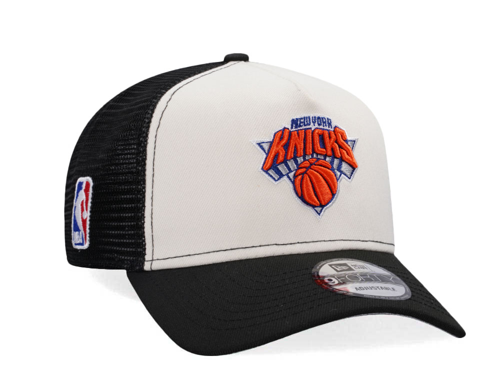 New Era New York Knicks Chrome Black Edition Trucker 9Forty A Frame Snapback Cap