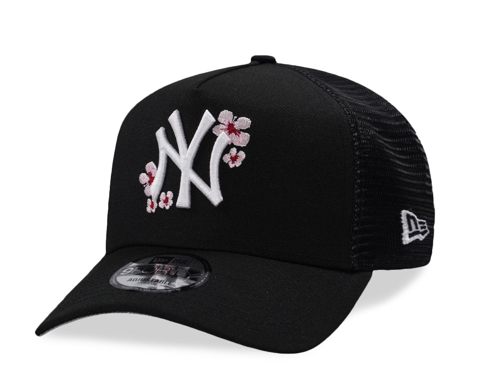 New Era New York Yankees Sakura Black Prime Edition 9Forty A Frame Trucker Snapback Cap
