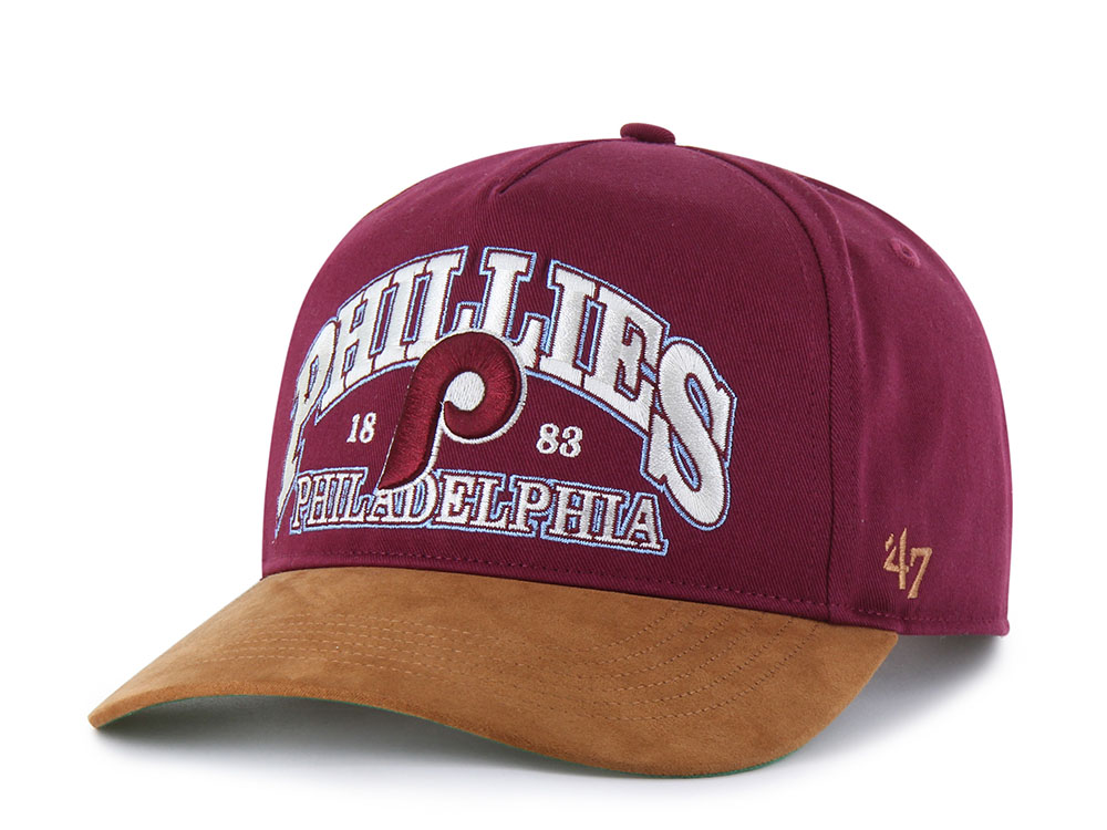 47 Brand Philadelphia Phillies Cooperstown Suede Visor Red Hitch Snapback Cap