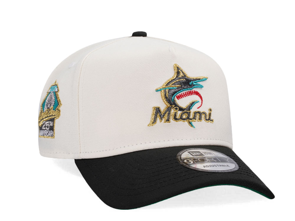 New Era Miami Marlins 25th Anniversary Chrome Gold Two Tone Edition 9Forty A Frame Snapback Cap