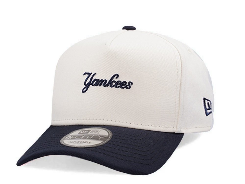 New Era New York Yankees Micro Script Chrome Navy Two Tone Edition 9Forty A Frame Snapback Cap