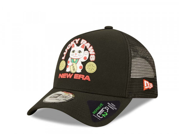 New Era Lucky Paws Logo Black A Frame Trucker Snapback Cap