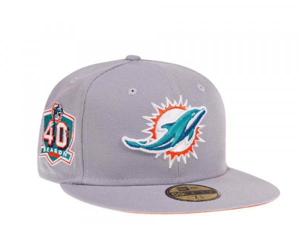 New Era Miami Dolphins 40th Season Grey Pop 59Fifty Fitted Cap