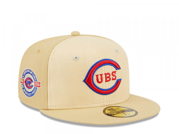 New Era Chicago Cubs 100th Anniversary Raffia Front Vegas Gold Edition 59Fifty Fitted Cap